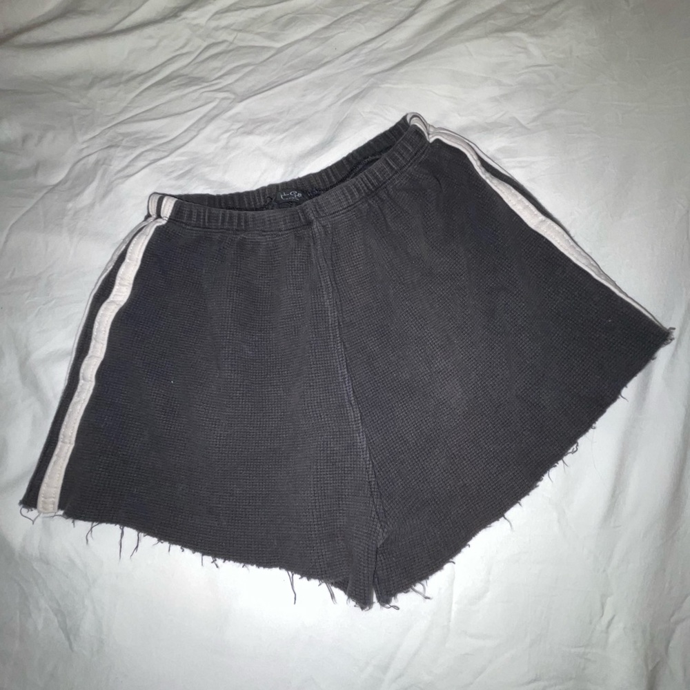 Grey striped athletic booty shorts